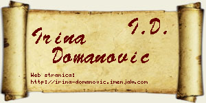 Irina Domanović vizit kartica